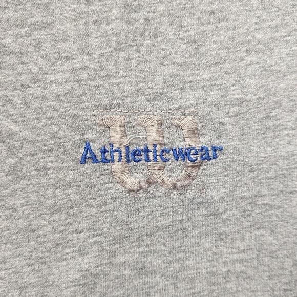 Vintage Gray Gym Weightlifting Wilson's 90s Athletic Wear Grey Shirt Embroidered - Picture 3 of 4